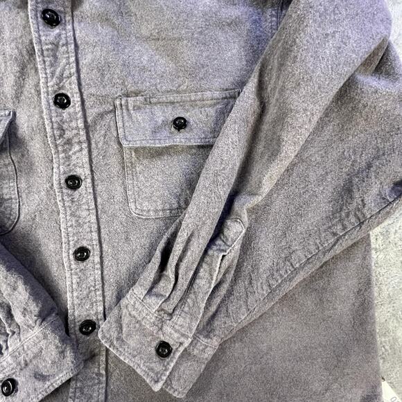 Dunlop Workwear Shirt Mens 2XL Gray Flannel Button Long Sleeve Pockets Overshirt - Picture 3 of 6
